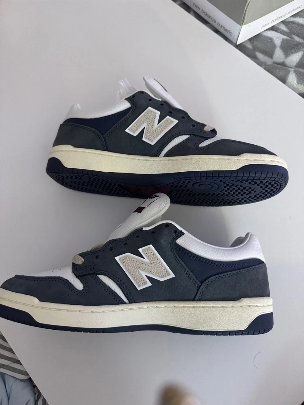 Rare Brand New  New Balance 480 Men’s White, Navy, and Beige Low-Top Sneakers